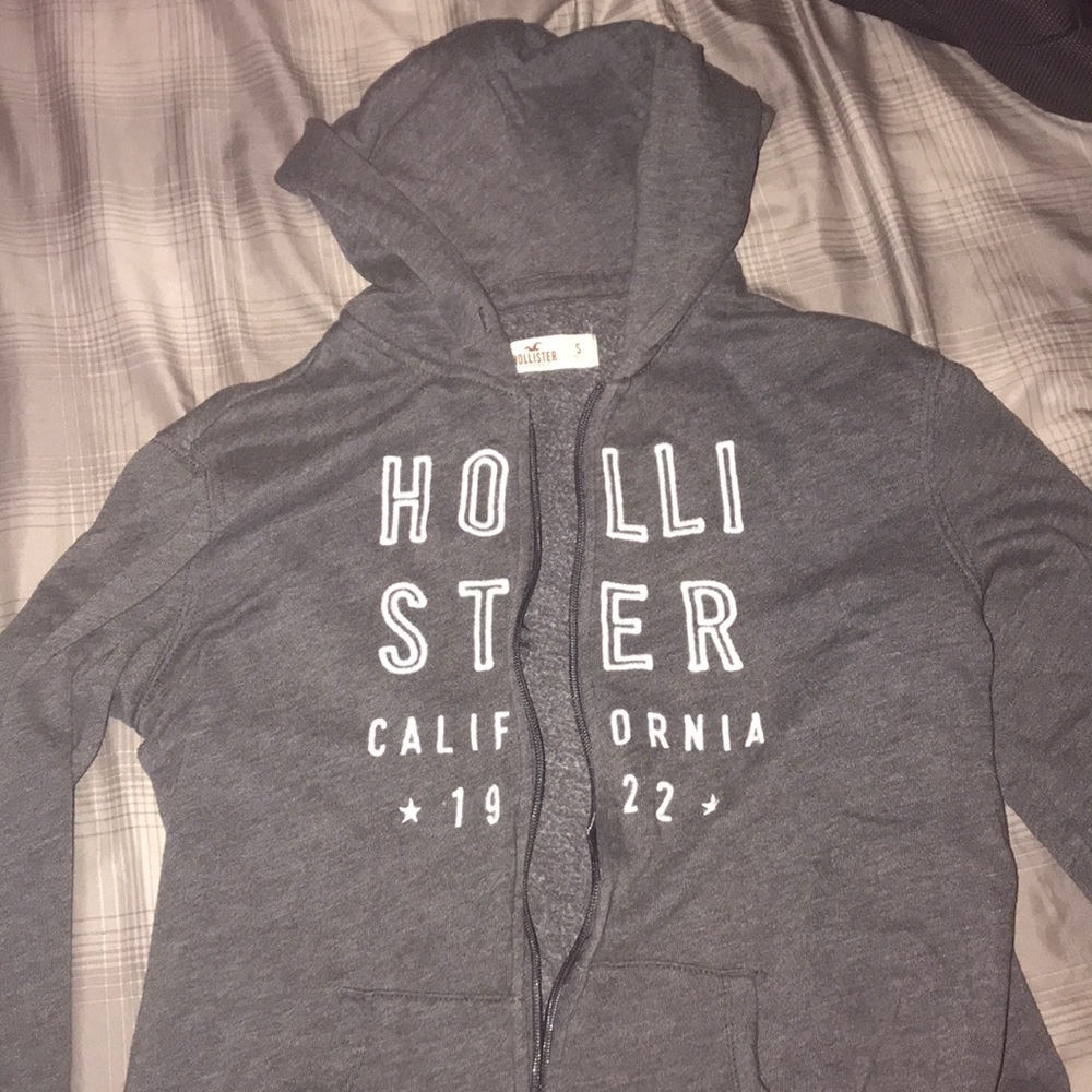 Grey Hollister Zip Up Jacket